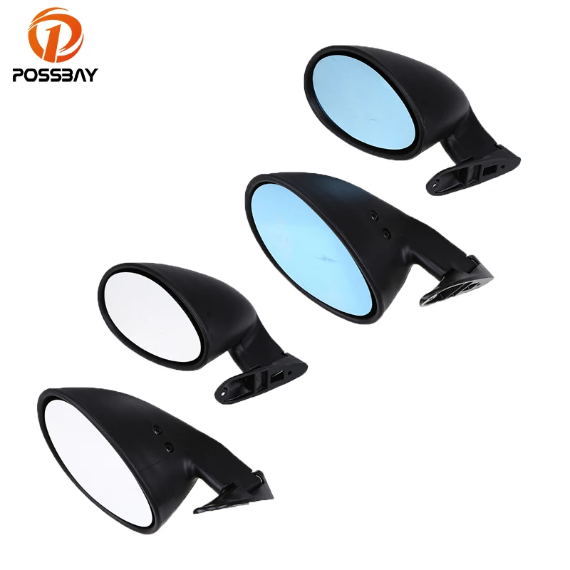 

POSSBAY Universal Classic Car Door Side View Mirror Vintage Rearview Mirror White/Blue Retro Mirrors Left Right