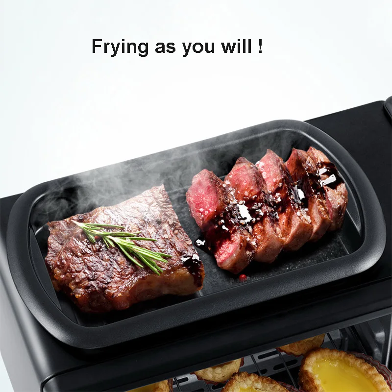 Multi Function 3in1 Breakfast Maker Electric Bread Roast Oven Steaming Coffee Pot Frying Fan In One Machine Kitchen Appliances 4