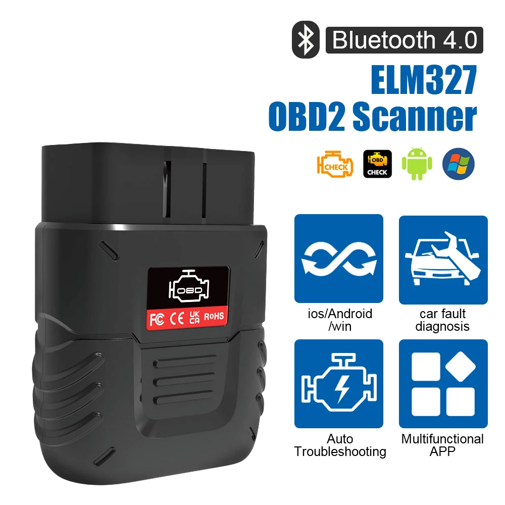 

Сканер ELM 327 для IOS, Android, ПК, сканер OBD2, автомобильный диагностический инструмент, автомобильный диагностический прибор OBDII, считыватель кодов, совместимый с Bluetooth 4,0