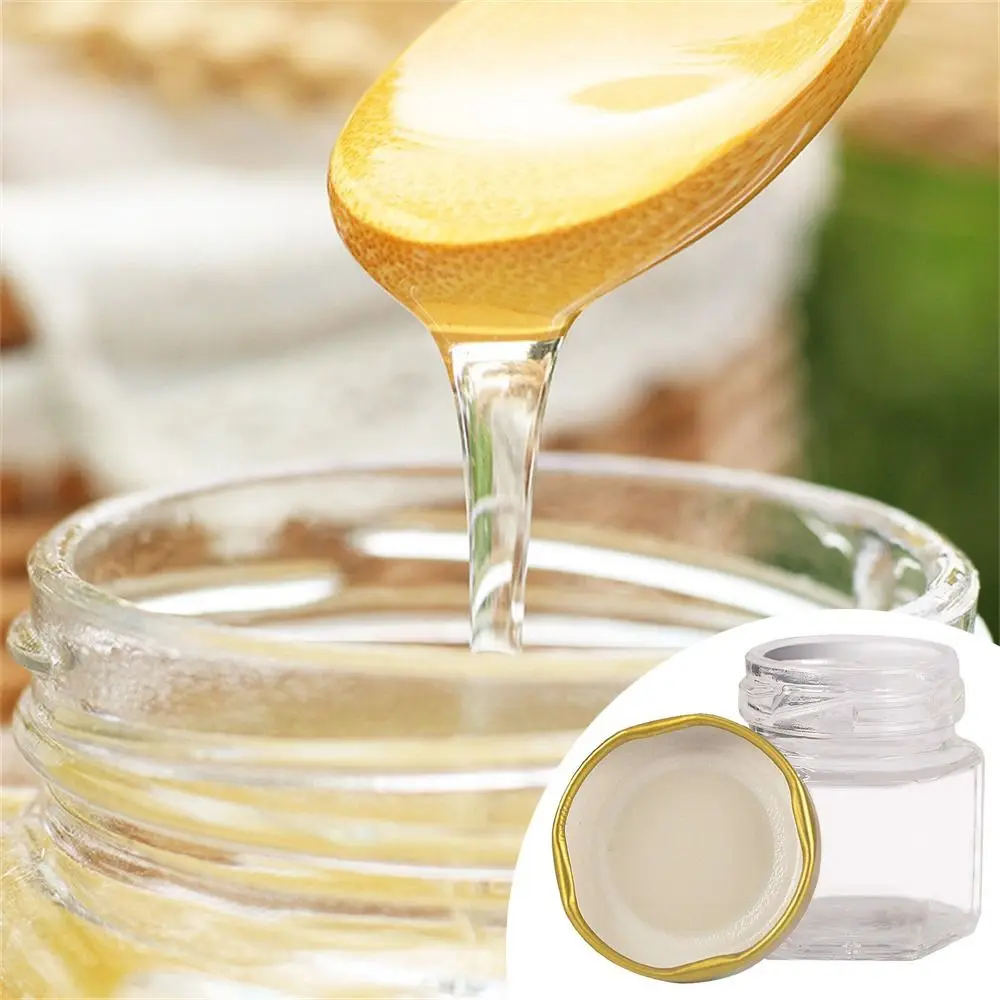 45ml Glass Jar with Lid Mini Honey Bottle Hexagonal Glass Jar Candy Bottle Portable Split Wedding Party Supplies