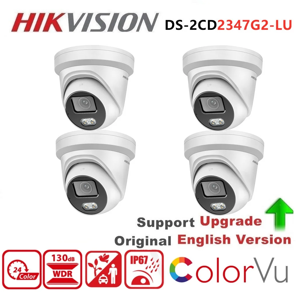 

New Hikvision DS-2CD2347G2-LU ColorVu Turret Network Camera POE White Light Range 30m H.265+ IP67 4MP Indoor IP Camera with Mic