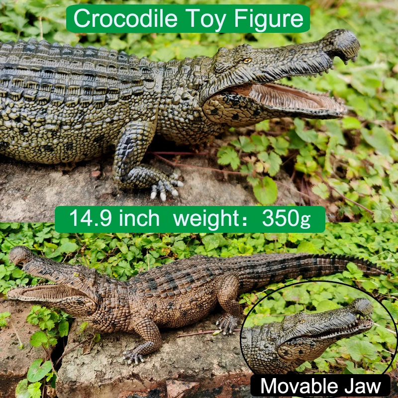 ワニのおもちゃのフィギュア,野生生物,可動ジョー付きの置物