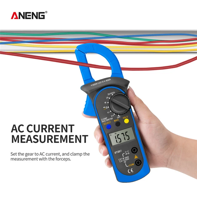 ANENG ST201 Digital Professional Multimeter Clamp Ammeter Transistor  Capacitor Tester Power Test Automotive Voltage Tester