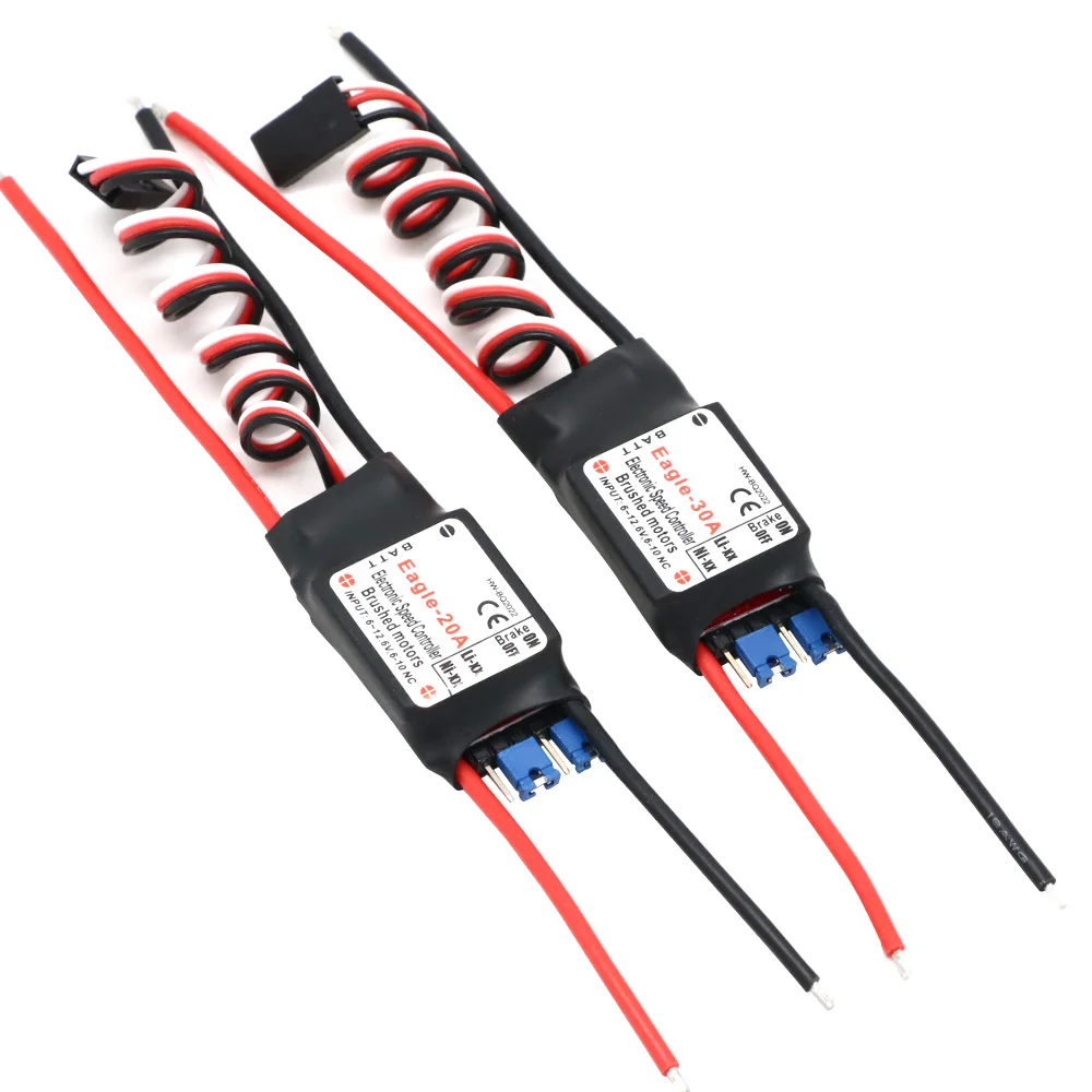 Contrôleur ESC brossé Eagle 20A/30A avec BEC 5V, dimensions compactes idéales pour avion RC.