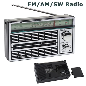 휴대용 풀 밴드 라디오 레트로 FM AM SW 라디오 리시버, 52mm 다이나믹 스피커, DSP IC 칩, USB 충전 및 배터리 전원 공급 장치 포함