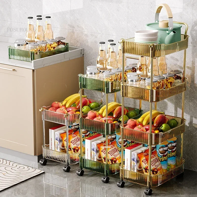 Movable Kitchen Trolleys for Kitchen Auxiliary Cart Living Room Multi-layer Bedroom Toy Snack Storage Organizer Cart with Wheels