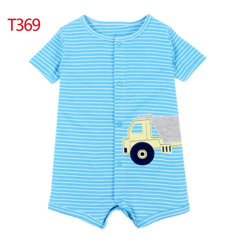 2023 Newborn Baby Girls Rompers Short Sleeved Infant bodysuits pink elephant cats lovely colorful summer cotton kids clothes 5