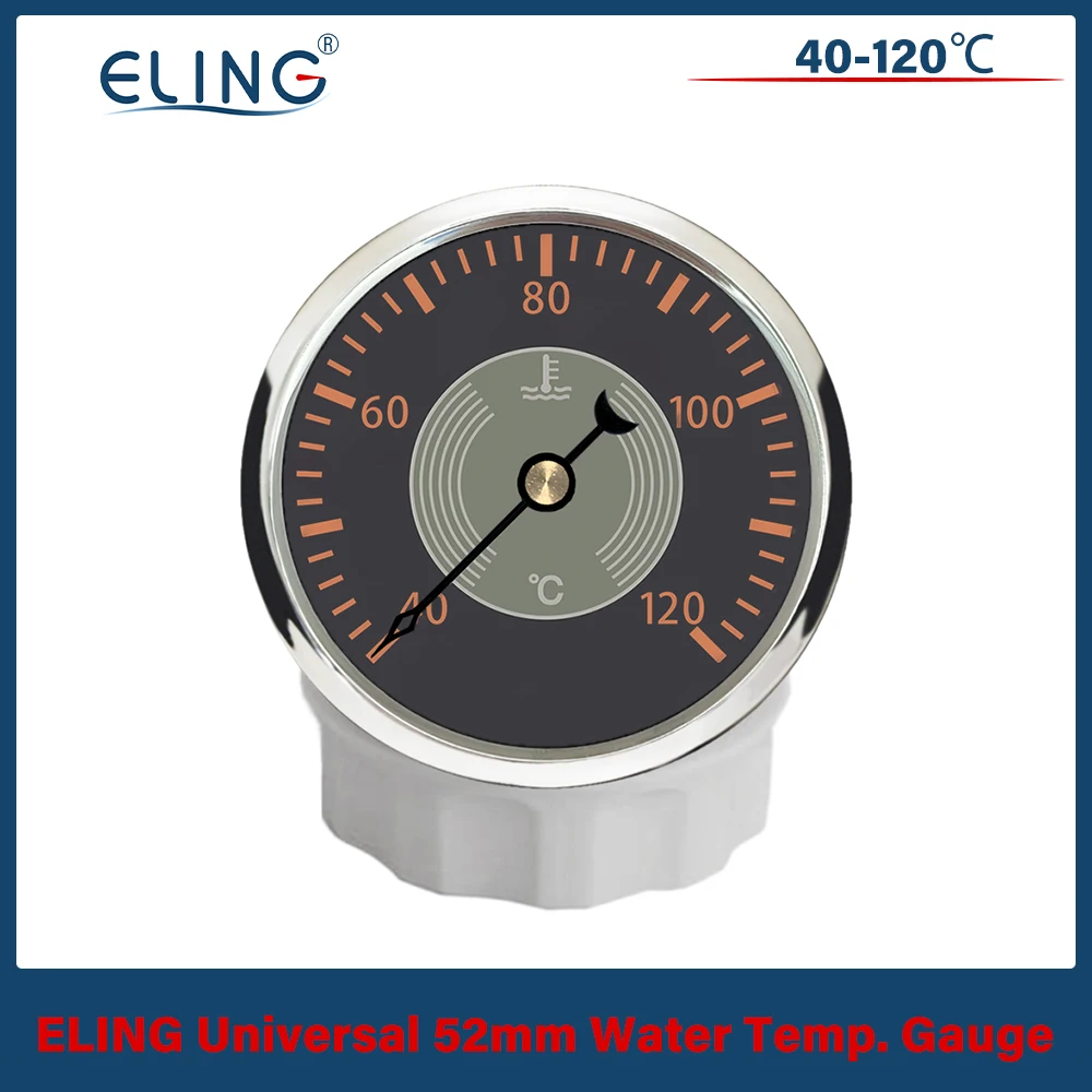 ELING 52mm (2'') 수온계 온도계 40-120 ℃ 빨간색 노란색 백라이트 12V 24V를 갖춘 오토바이 자동차 트럭 선박용 신호등