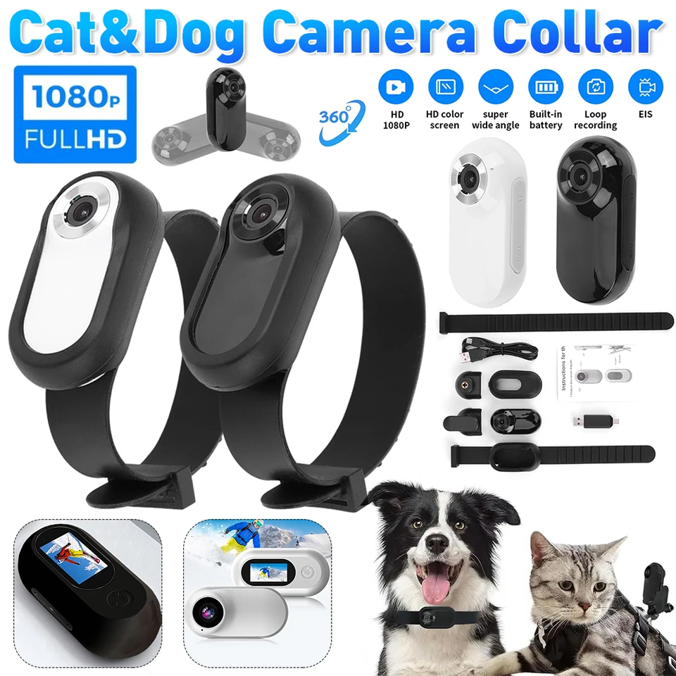 Collare Con Fotocamera Per Gatti E Cani - Videocamera HD 1080P Grandangolare Da 170° - Foto 9