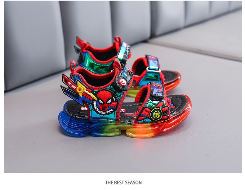 child shoes girl 2022 Kids Sandals Summer New Fashion Carton Beach Shoes for Boys Children Breathable Led Light Spider Casual Walking Sandals slippers for boy