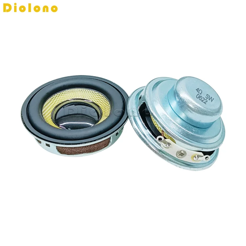 4 Ohms 5W 45mm Round 16 Core Dual Neodymium Magnetic Waterproof Speaker 1.75 inch Yellow Glassfiber Audio Loudspeaker 2pcs audio speakers