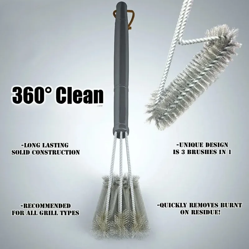 Grill Cleaning Brush BBQ Tool Grill Brush 3 Stainless Steel Brushes In 1 Cleanin Bbq Accessories Best Cleaner Barbecue bbq