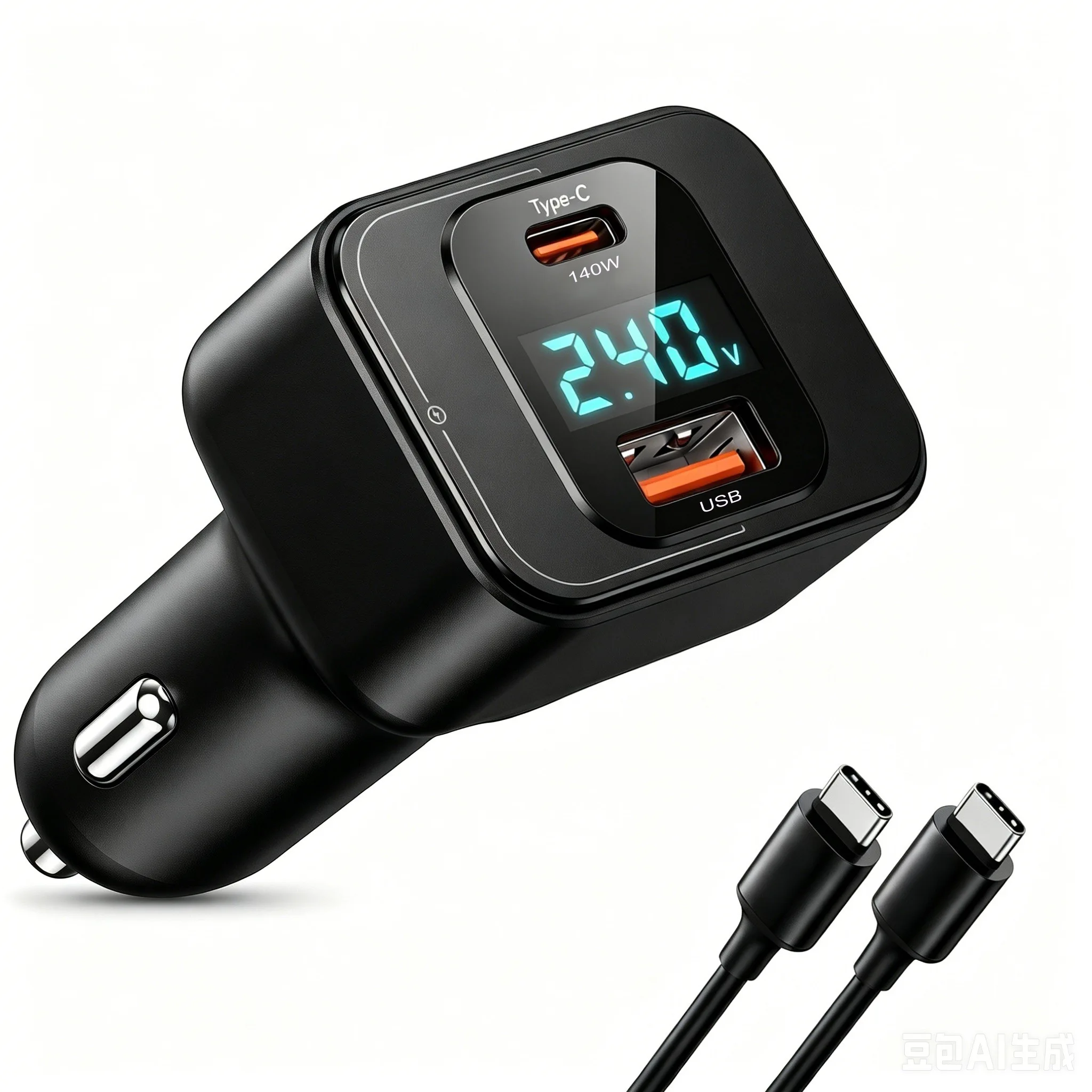 170W PD 3.1 Car Charger USB C 140W Fast Charging Adapter with Digital Display & Cable For MacBook Pro iPad iPhone 16 15 1