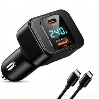 170W PD 3.1 Car Charger USB C 140W Fast Charging Adapter with Digital Display & Cable For MacBook Pro iPad iPhone 16 15 1