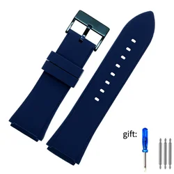 High - Quality Blue and Black Silicone Rubber Watch Strap, 22mm - 22mm (Blue blue)