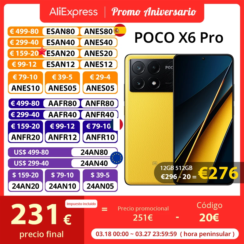 256.01€ 42% OFF|Globale Version poco x6 pro media tek Neigung 8300 ultra Kristall vorgänge 120Hz fiow amoled Display 64mp Dreifach kamera ois 67w 5000mah| | - AliExpress