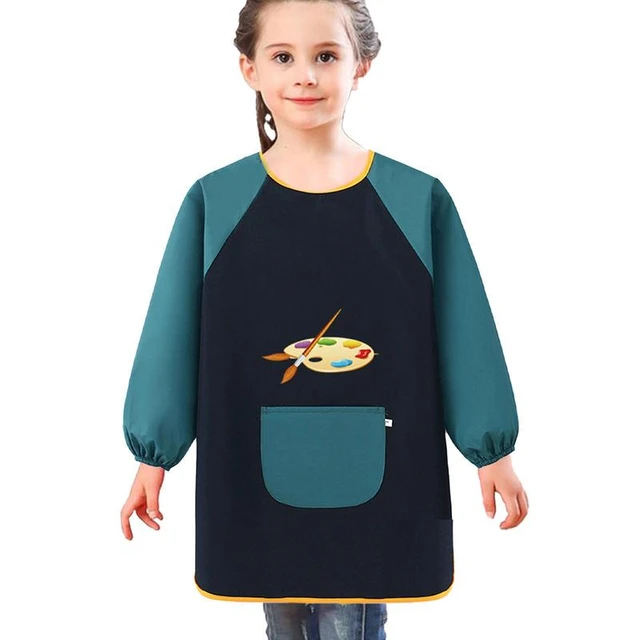 Paint Apron For Kids Long Sleeve Polyester Painting Smocks Adjustable  Waterproof Comfortable Kids Smocks With Big Pocket For - AliExpress