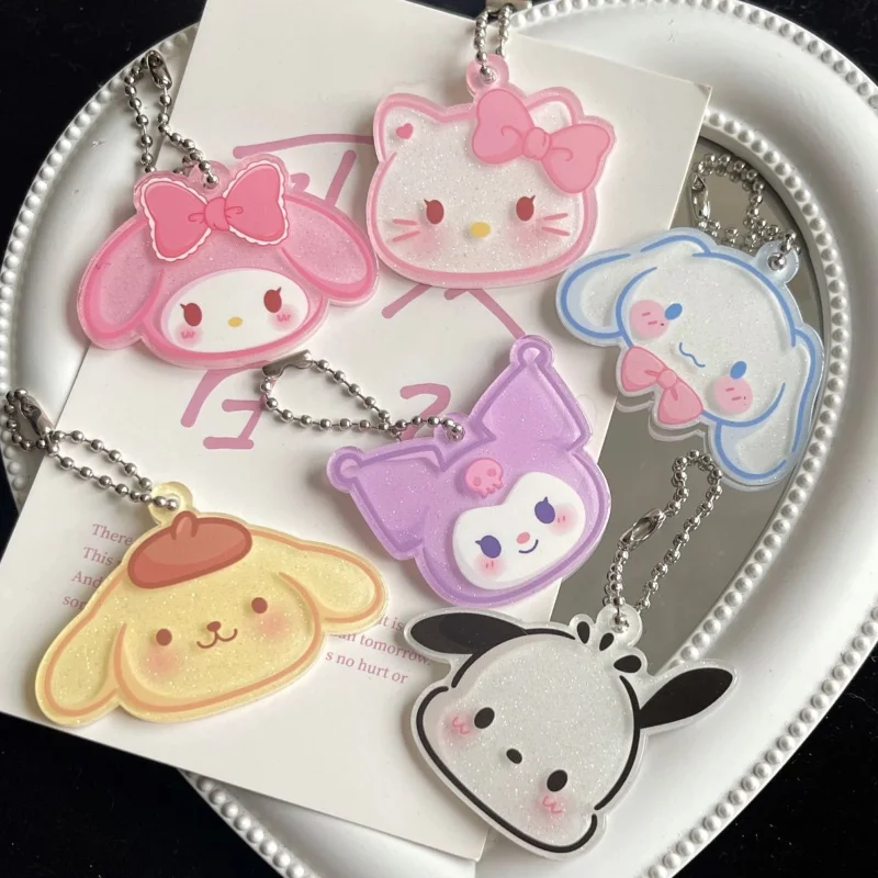 

2pcs Sanrioed My Melody Kuromi Hello Kitty Cartoon Keychain Cinnamonroll Acrylic Kawaii Girly Pendant Pom Pom Purin Accessorie