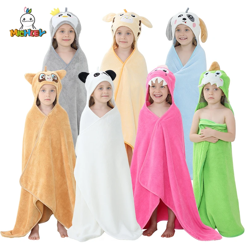 MICHLEY Unisex Cute Hooded Bath Baby Towel Hood Newborn White Bathrobe Shower For Kids Boy Girls Animal Face Infant Blanket 0-9T bath towel baby towel baby bathrobe