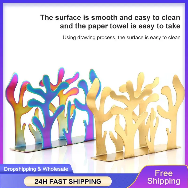 Tissue holder Stainless Steel Napkin Rack Box Dispenser Tissue Holder Plants Table Decoration Stainless Steel Napkin Rack