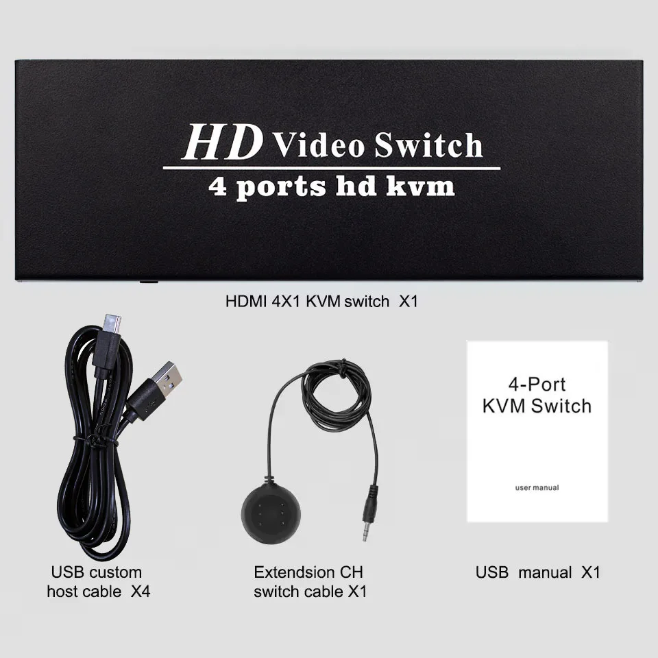 USB HDMI KVM 스위치, PC 노트북 윈도우 및 맥용, 4K 스위치, 4 입력 1 출력 스위처, 3 포트, 4X1, 4kX, 2K, 30HZ, HDCP1.2