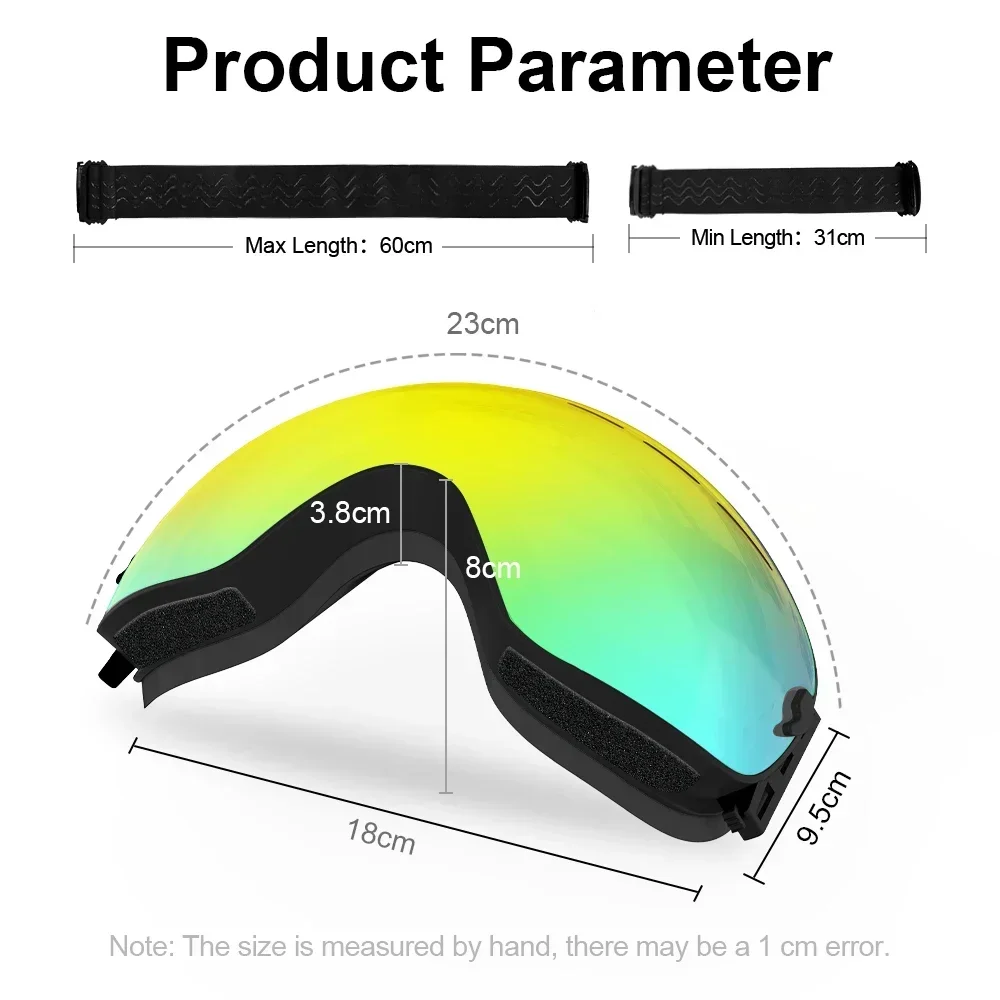PHMAX Black Ski Goggles OTG Anti fog Snow Goggles TPU Frame UV Protection Snowboard for Men Women Adult Youth Cool Gift
