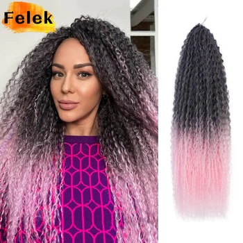Brazilian Braids Synthetic Curl Hair Soft Braiding Extension 20-28 Inch Afro Crochet Hair Long Water Wave Ombre Color Hair Felek 1