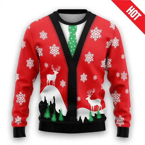 Men Women New Year Eve Xmas Sweatshirts Kid 3D Funny Suit Print Holiday Party Jumper Top Couples Pullover Ugly Christmas Sweater - Image 16
