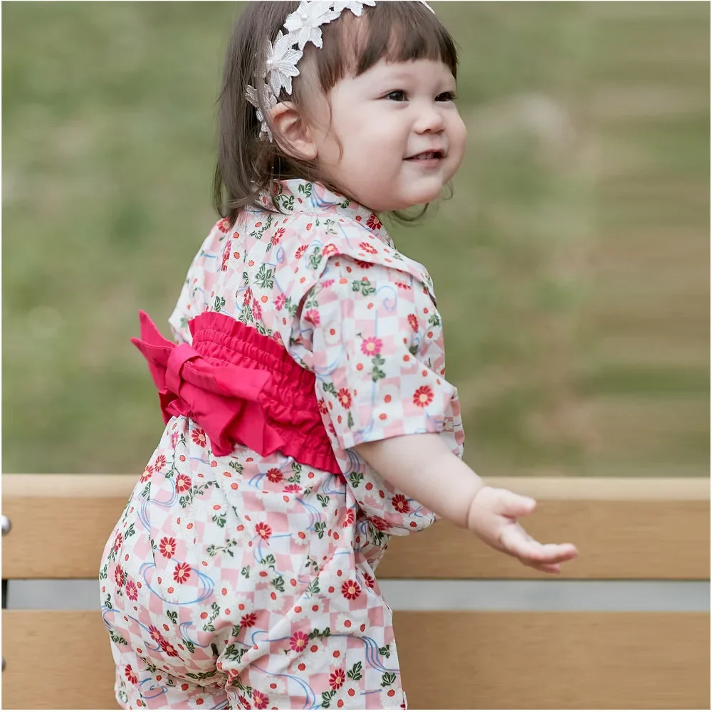 Retro Kimono Summer Baby Girl Boy Clothes Romper Jumpsuit Short-sleeved Bathrobe Newborn Baby Jumpsuits Playwear Cute Custume 4