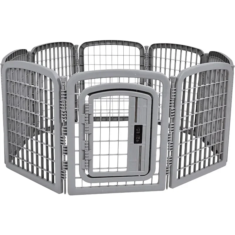 

Amazon Basics 8-Panel Octagonal Plastic Pet Pen Fence Enclosure With Gate, 59 x 58 x 28 Inches, Grey