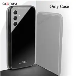 Premium Tempered Glossy Glass Hard Back Cover with Magnetic Ring Holder Stand - samsung  S24 (Only case)
