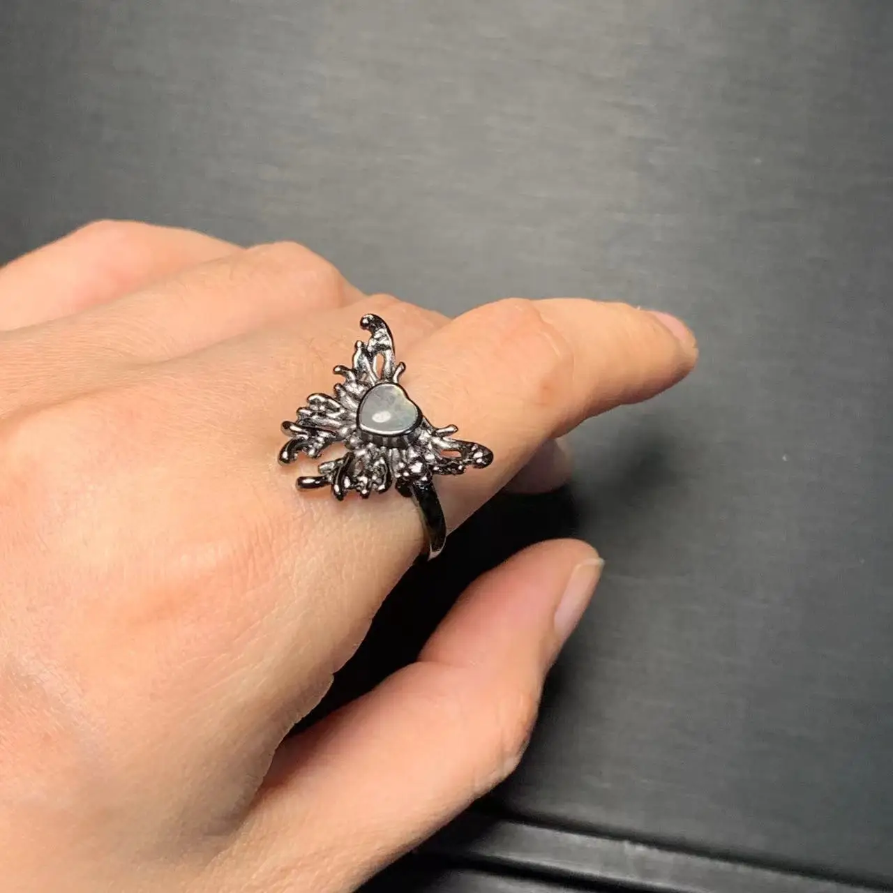 MM Natural Moonstone Ring Adjustable Female Oval  light ring Jewelry for Women Gift Wholesale High Quality Vintage Fine