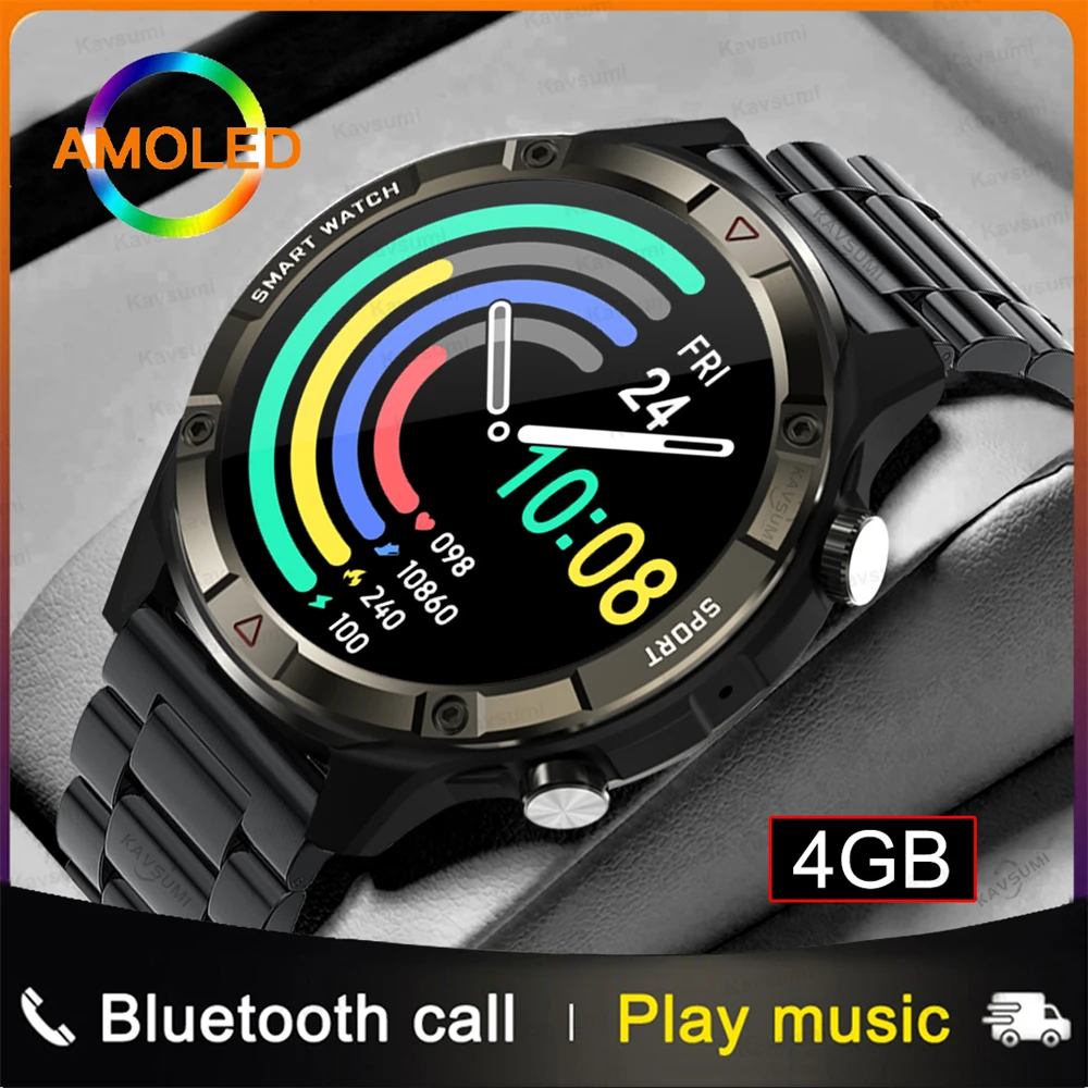 

New Bluetooth Call Smart Watch 1.6 Inch AMOLED Screen Watch Always Display The Time Health Sport 4GB Local Music Smartwatch Men