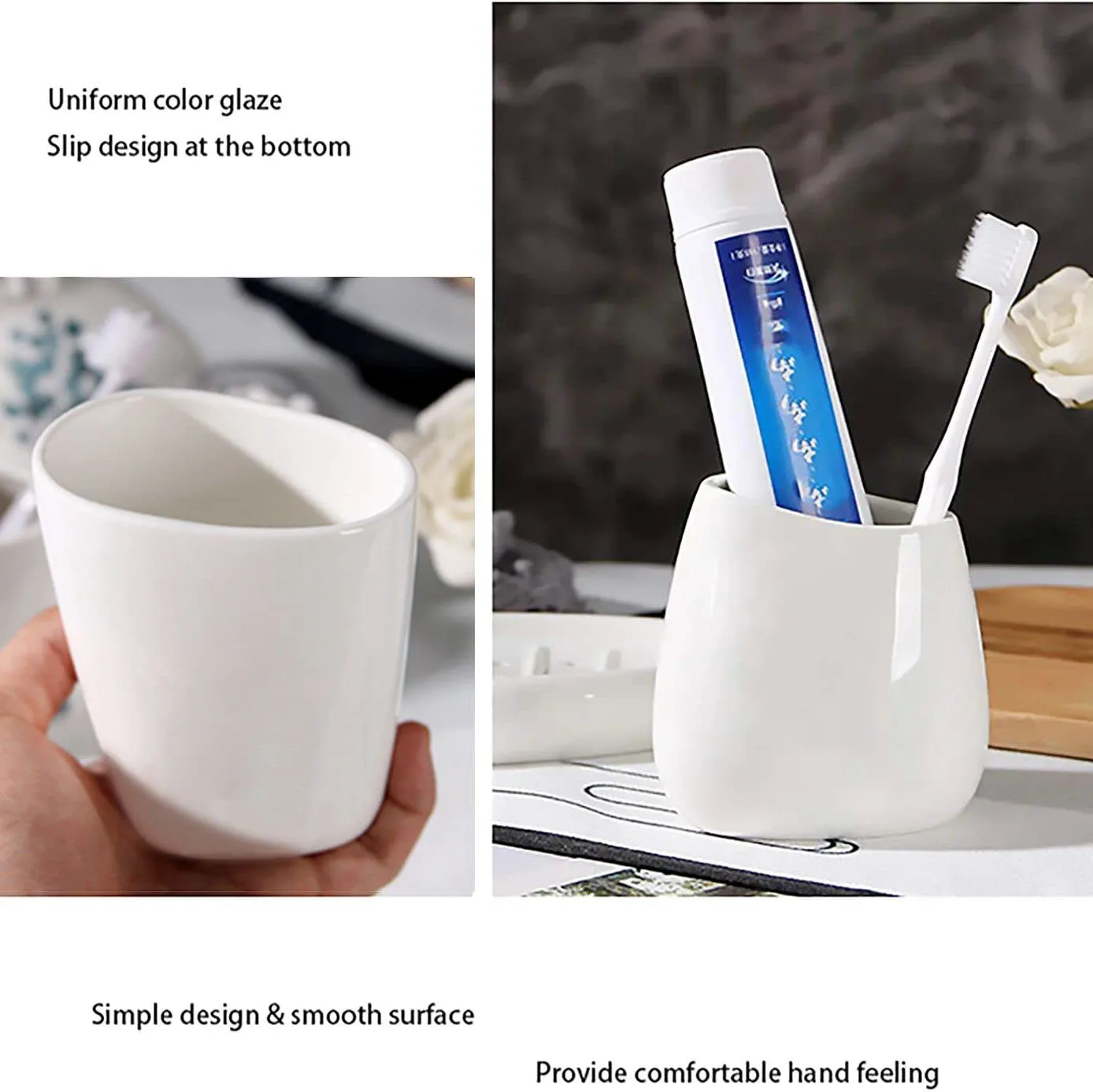 Soap Dispenser Toothpaste Dispenser Bathroom Accessories Set Ceramic Bathroom Accessory Set Luxury Bathroom Vanity Countertop Set Soap Dispenser Toothbrush Holder Soap Dish Supply
