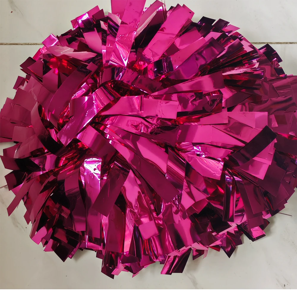 1PIECE,Cheerleader Pom Pom ,Metallic holographic black, Size and Color, Baton Handle