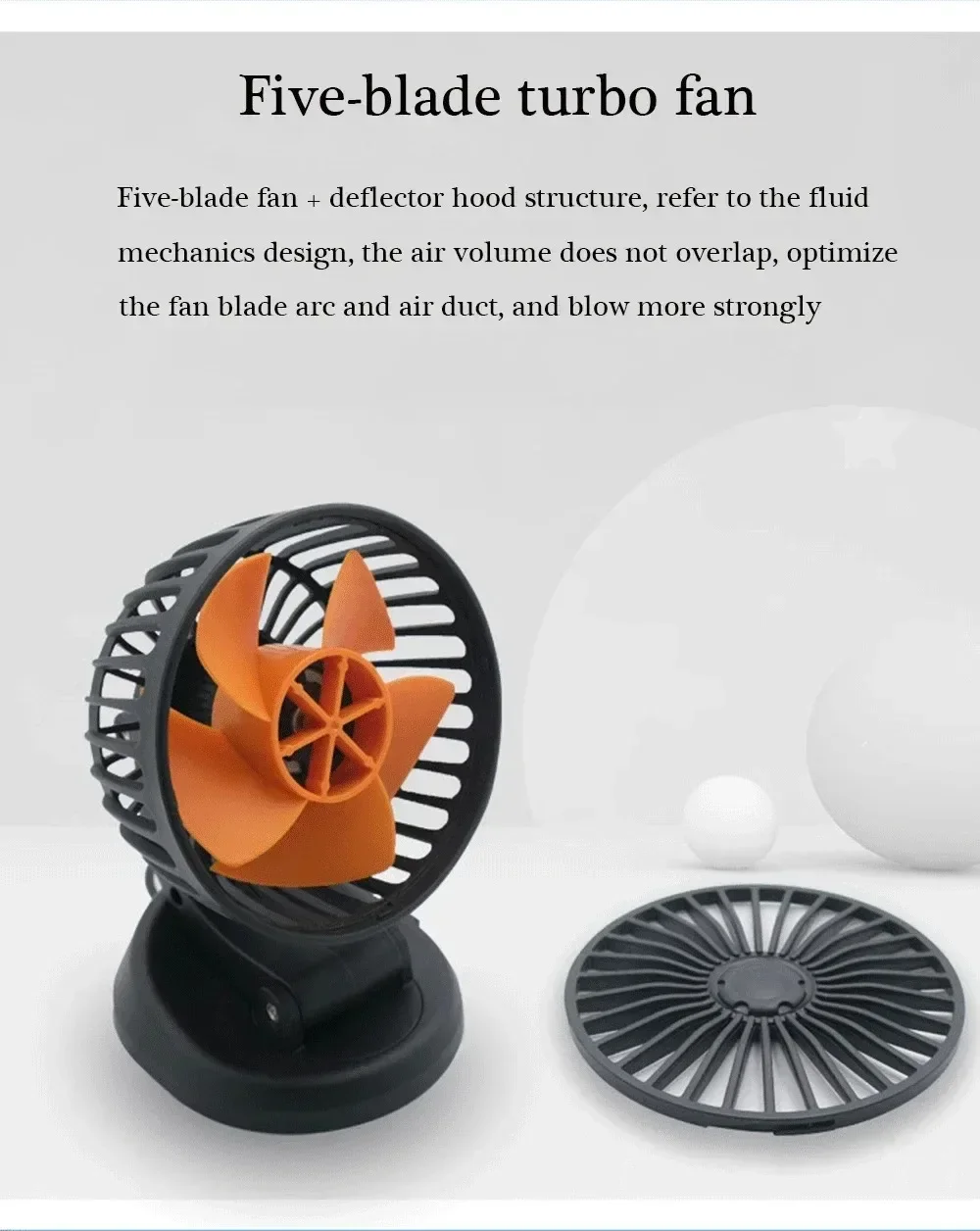 EAFC 5 V 12 V 24 V Autoventilator Doppelkopf-Luftkühlungsventilator 360 ° Einstellbarer tragbarer USB-Mini-Luftventilator mit geringem Rauschen, Autozubehör – Detail 4