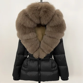 OFTBUY 2025 Abbigliamento invernale Piumino da donna Vera pelliccia di volpe con cappuccio Spessore caldo 90% Piumino d'anatra bianco Parka femminile impermeabile 1