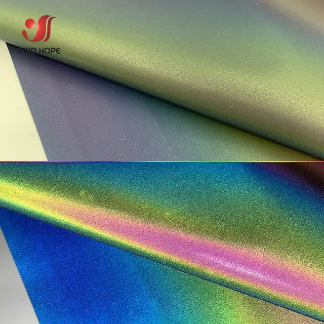 Tissu holographique laser réfléchissant thermique tissu hologramme illusion arc-en-ciel pour tissu lumineux de créateur large de 55 pouces par mètre - France