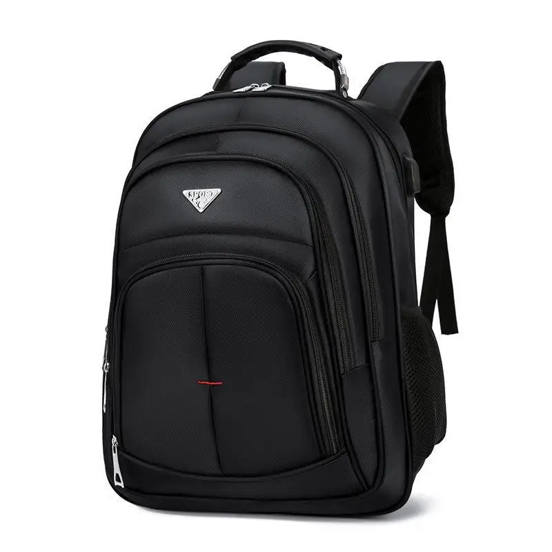 

High School Backpack Men Nylon Black USB Charging College Students Back Pack