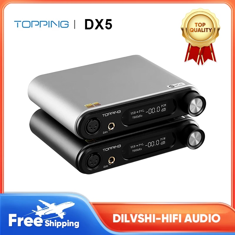 

Bluetooth LDAC USB DAC MQA полное декодирование PCM32bit 768kHz DSD512 XLR RCA 6,35 мм выход XMOS усилитель для наушников TOPPING DX5 ES9068AS * 2