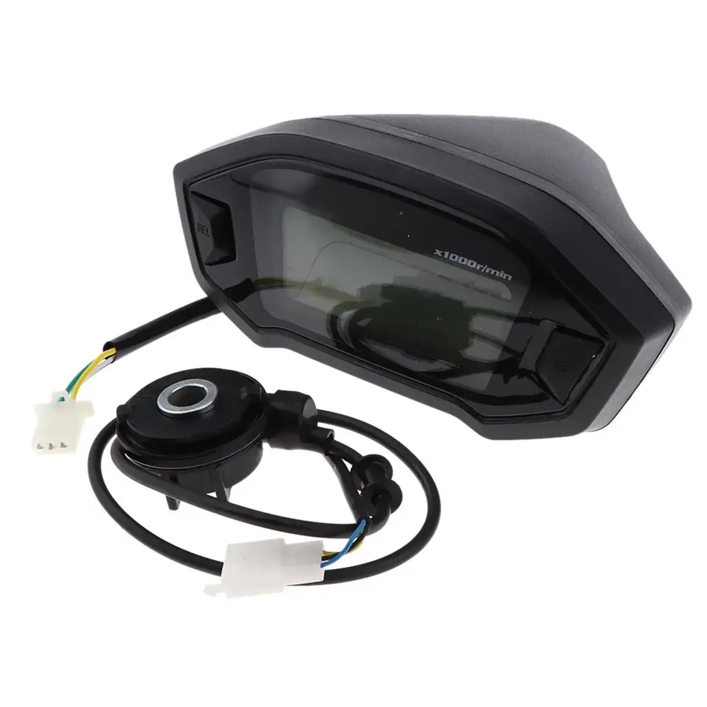 Universal 5 Gear 7 Backlight LCD Motorcycle Speedometer Odometer Gauge 13000 RPM 199 KMH MPH