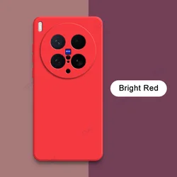 Luxury Dual Layer Cellphone Case Cover with Camera Protection - Soft Square Liquid Silicone Armor - Vivo X200 Ultra (Bright Red)
