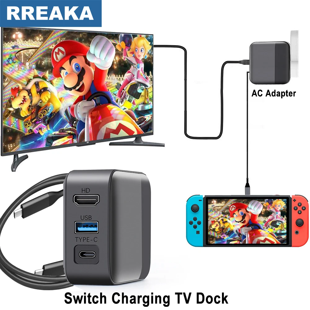Docking Station Nintendo Switch Caricabatterie Rapido Convertitore Tv Hdmi 45W Ns Adattatore Usb Tipo C Con Ricarica Usb 3.0 Pd Per Nintendo