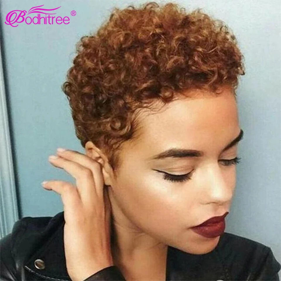 

Short Bob Pixie Cut Wig Human Hair Afro Kinky Curly Wigs Brazilian Hair Virgin Full Machine Cheap Wigs For Women Human Hair