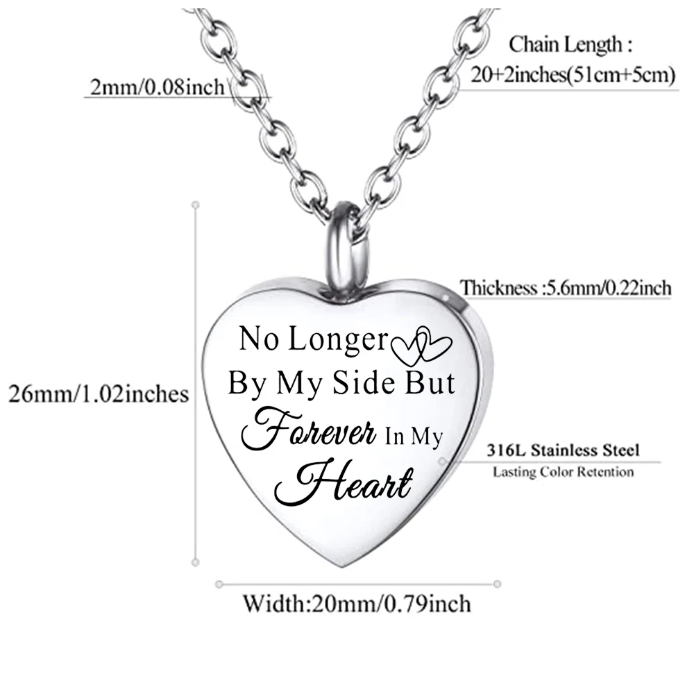 Heart Urn Necklace for Ashes for Women Stainless Steel Memorial Loved One Ashes Keepsake Urn Locket Small Cremation Jewelry ﻿