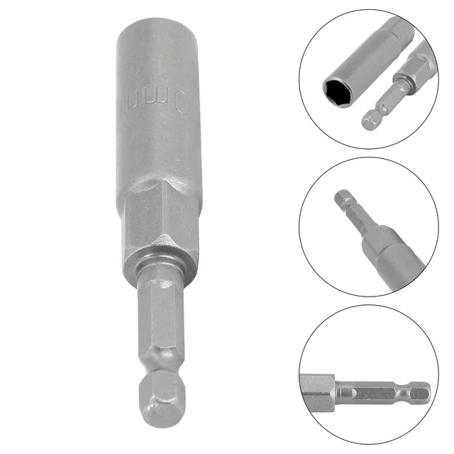 1pc 5.5-19mm Impact Socket Magnetic Nut Screwdriver 1/4" Hex Key Drill Bit Adapter Drive Socket 80mm Length 5