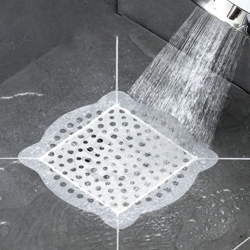 100/5pcs Mesh Disposable Floor Drain Sticker Hair Catcher Stopper Anti-blocking Filter Sticker Bathroom Shower Cleaning Tools 3