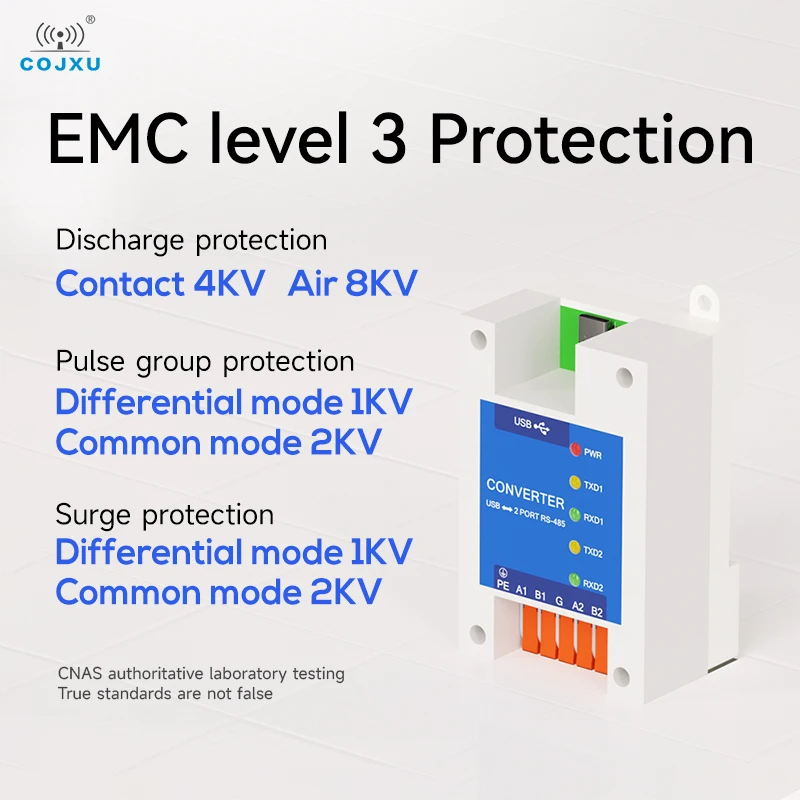 2 Serial Ports Converter USB to RS-485 Serial Port USB-C Interface COJXU E810-U21CS High Protection 3M Rate Industrial Grade