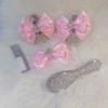 Handmade Bow Rhinestones Baby Girl Kids Shoes Hairband Pacifier Clip Comb First Walker Sparkle Bling Crystals Shower Gift 2