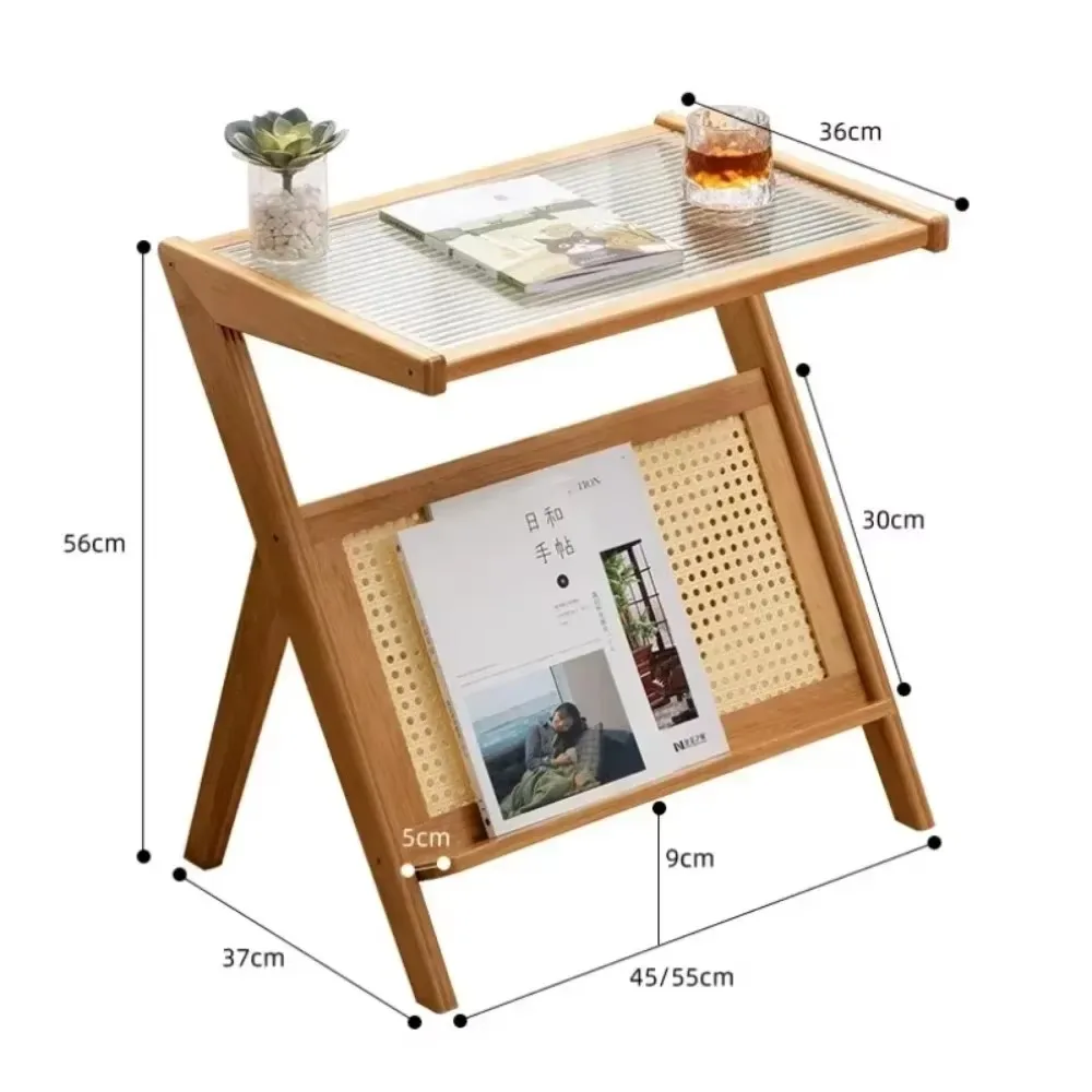 Tea Side Table with Tempered Glass Top Mobile Cabinet Sofa Bedside Coffee Side Tables Lightweight Simple Bedstand Cup Organizer